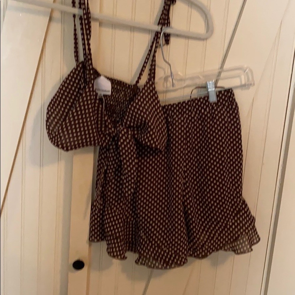 Skylar + Madison Brown Polka Dot Set